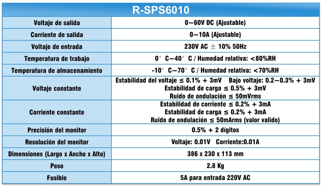 Fuente regulable R-SPS6010